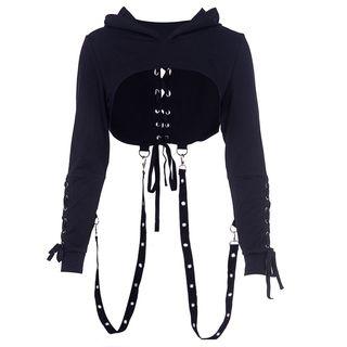 Crop Hooded Long-sleeve T-shirt