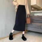 Long-sleeve Plain A-line Skirt