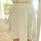 Pleated Knit A-line Skirt