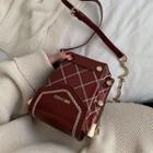 Patent Argyle Stitched Studded Crossbody Bag