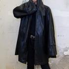 Hooded Faux Leather Coat