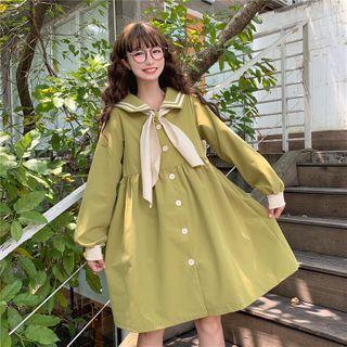 Sailor Collared Button Coat Dress