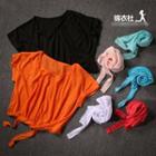Short Sleeve Cropped Tie Front T-shirt