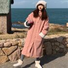 Long Hooded Button-up Coat