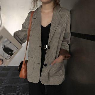 Plaid Buttoned Blazer As Shown In Figure - One Size