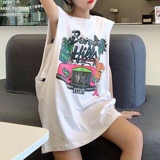 Graphic Print Oversized Tank Top