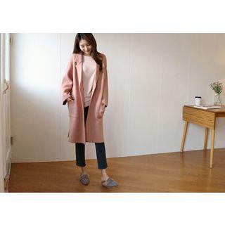 Open-front Dual Pocket Knit Coat