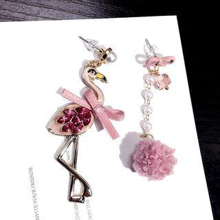 Asymmetric Flamingo Ear Stud