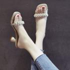 Faux Pearl High-heel Slide Sandals