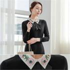 Embellished-collar Knit Top Black - One Size