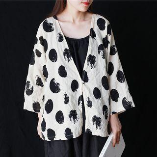 Dotted Button Jacket Black Dot - White - One Size