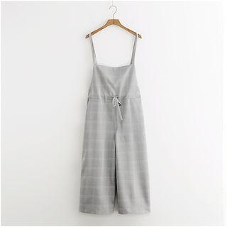 Plaid Pinafore Wide-leg Jumpsuit