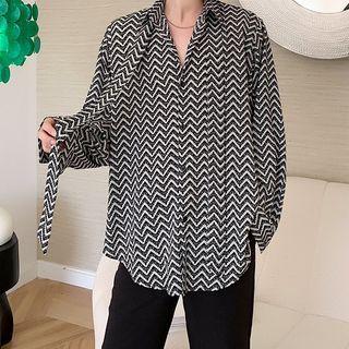 Long-sleeve Zigzag Pattern Shirt