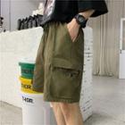 Drawstring-waist Wide-leg Cargo Shorts