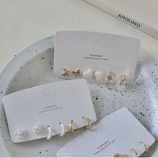 3 Pair Set: Faux Pearl / Alloy Earring (various Designs)