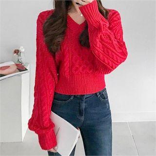 Lace-up Back Cable Sweater