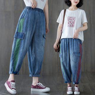 Paneled Cargo Harem Jeans