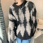 All-over Pattern Sweater Light Gray & Black - One Size