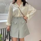 Plus Size Pocket Detail Mini A-line Skirt