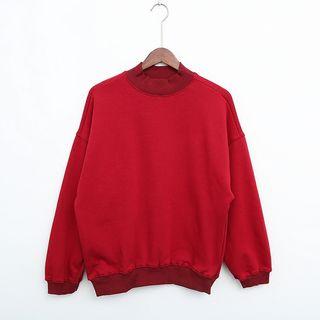 Mock Collar Fleece-lined Pullover