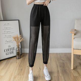 High-waist Mesh Sheer Harem Pants
