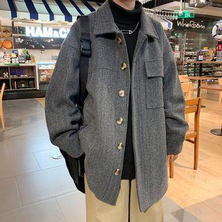 Long Sleeve Plain Woolen Coat