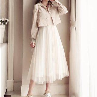 Set: Shirt Jacket + Strappy Midi Dress