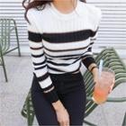 Ribbed Slim-fit Striped Knit Top