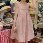 Faux Pearl Strap A-line Dress Pink - One Size