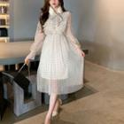 Dot Print Long Sleeve Dress Dress - One Size