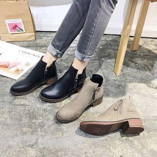 Faux Leather Side-zip Ankle Boots