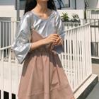 Glitter Short-sleeve T-shirt / Strappy A-line Dress