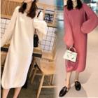Set: Sleeveless Midi Knit Dress + Open-front Cardigan
