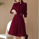 High-neck Strap A-line Skirt / Belt
