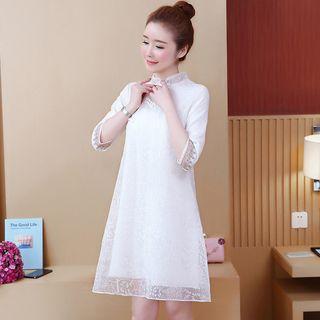 3/4-sleeve Lace Qipao A-line Dress