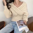 Long-sleeve Crisscross Cable Knit Top