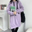 Drop-shoulder Slit-hem Hoodie Dress