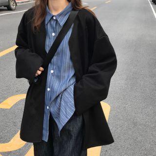 Striped Shirt / Plain Blazer