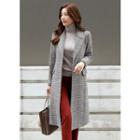 Wool Blend Check Coat With Belt