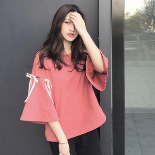 Tied 3/4-sleeve T-shirt