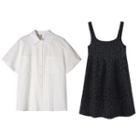 Plain Short Sleeve Shirt / Floral Print Sleeveless Dress