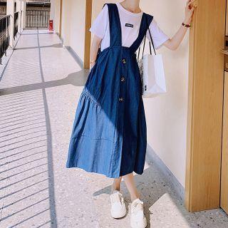 Set: Short-sleeve T-shirt + Sleeveless Denim Dress