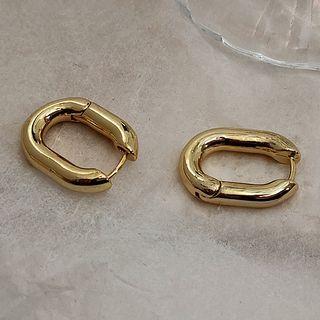 Metal Hoop Earring 1 Pair - 939 - Gold - One Size