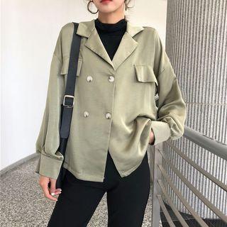 Double Breasted Button Long-sleeve Blouse