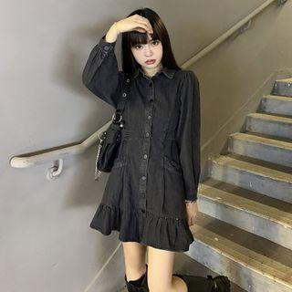 Denim Mini Shirtdress Dress - One Size