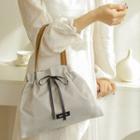 Ribbon Drawstring Tote Bag Khaki - One Size