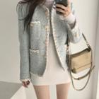 Contrast Trim Jacket / Mini Pencil Skirt