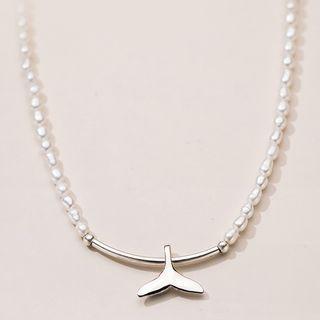 Faux Pearl Necklace S925 - 1 Pc - Silver - One Size