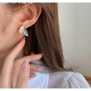 Leaf Drop Sterling Silver Ear Stud 1 Pair - Gold - One Size