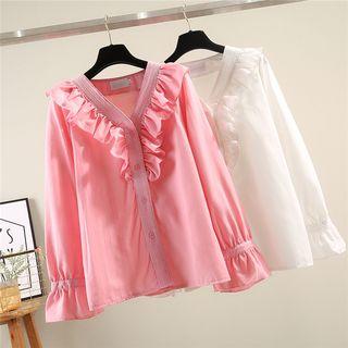 Ruffle-detail V-neck Blouse